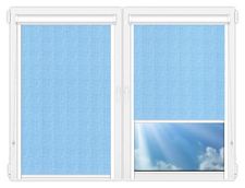 Кассетные рулонные шторы UNI Тэффи-голубой цена. Купить в «Мастерская Жалюзи»